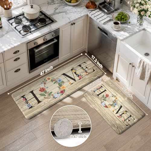 KIMODE Kitchen Mats for Floor Cushioned Anti Fatigue 2PCS Kitchen Rugs