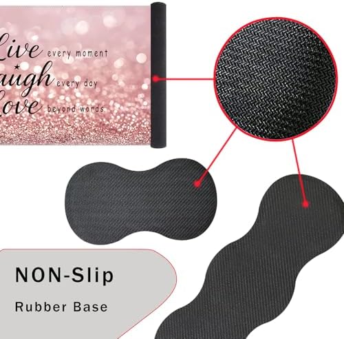 Keyboard Wrist Rest and Mouse Pad with Wrist Support Set Ergonomic Coaster,Memory Foam,Easy Typing Pain Relief,Large XL Desk Mat 31.5"x 11.8",Rose Gold Glitter Quote Live Laugh Love