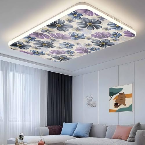 Retro Beige Purple Flower Magnetic Fluorescent Light Covers for Ceiling Lights 2 x 4 Feet,Ombre Blue Green Blossom Floral Office Classroom Kitchen Drop Ceiling Light Covers Filters Shade Panel 2 Packs