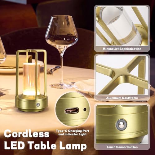 10 Pcs Portable Metal Table Lamps Bulk Cordless Table Lights Rechargeable