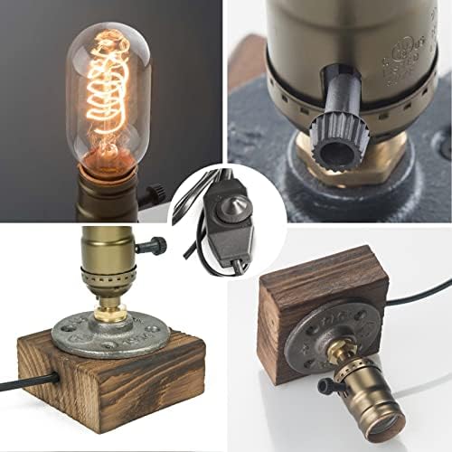 Vintage Table Lamp, Industrial Dimmable Nightlight Steampunk Desk Lamp with E26 Lamp Holder for Bedroom Living Room Home Art Display Cafe Bar Studio Antique Decor(Without Bulb)
