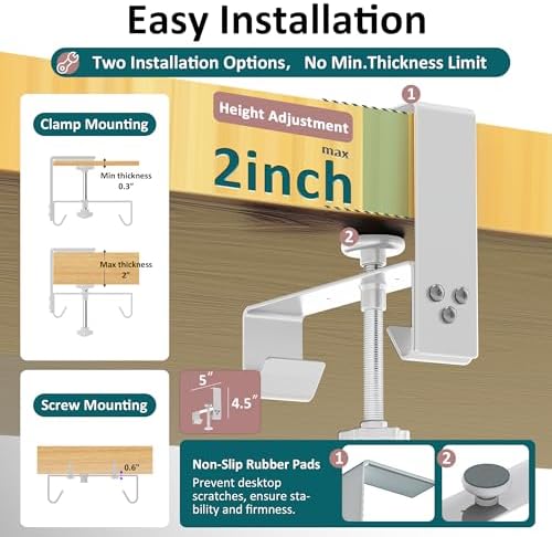 Extra Large 48" Under Desk Cable Management Tray for Standing Desk, No Drill Clamp On Wire Hider, Heavy Duty Anti-Sag Cord Organizer, Cable Tray for Studio & Dual Monitors (Beige, 47.8")
