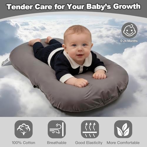 Baby Lounger Oversized 0-24 Months, Home and Travel Infant Cushion-Grey