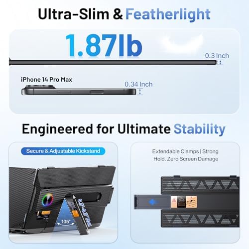 Laptop Screen Extender, 14" FHD 1080P Portable Monitor for Laptop with 100% sRGB, Dual Screen Extender for Laptop 13–17.3", Plug & Play External Monitor, Business Travel & Home Office