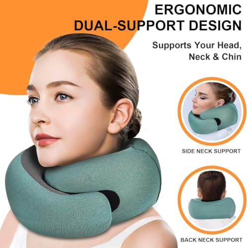 Travel Pillow - Hooded Neck Pillow Airplane Memory Foam Filling