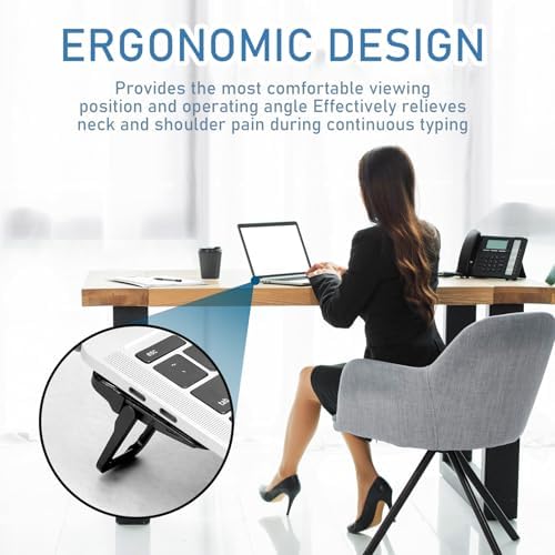 Bewudy 2 Pcs Portable Keyboard Stand, Dual Tilt Angle Adjustment, Foldable Laptop Riser, Self-Adhesive Feet for Most Keyboards (Black)