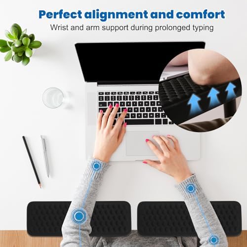 Arm Rest for Desk, L-Shaped Memory Foam Elbow Pads with Non-Slip Base, 2-Piece Ergonomic Desk Edge Cushion & Wrist Rest for Computer Keyboard, Office and Home Use