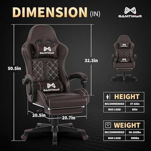 Gamtimer Gaming Chair, 400 LB Weight Capacity,with Pocket Spring Cushion