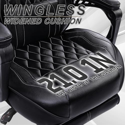 Vonesse Gaming Chair, Computer Office Chair with Footrest, Reclining Gaming Chairs for Adults, Big and Tall Ergonomic Gaming Chair with Lumbar Support and Massage (Black)