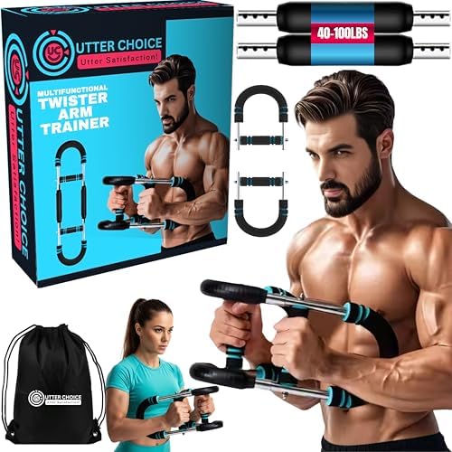 Gorilla Bar Twister Arm Trainer for Men, Adjustable Resistance Chest Exerciser, Portable Arm & Chest Workout Equipment with Anti-Slip Handles and Carry Bag