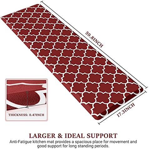 WISELIFE Kitchen Mats and Rugs Cushioned Anti-Fatigue, 17.3"x 60", Red