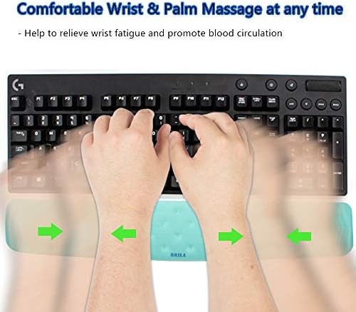 BRILA Memory Foam Keyboard Wrist Rest Support Pad Cushion for Computer, Laptop, Office Work, PC Gaming, Non-Slip Wrist Pain Relief (Aquamarine Keyboard Pad)
