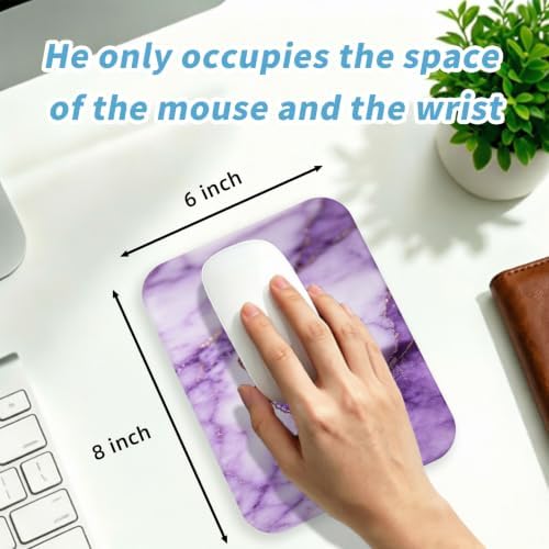 Small Mouse pad, with Edge-Sewn Design, extends Service Life by Twice, occupying the Optimal Size for the Mouse and Wrist Position. (Purple Marble)