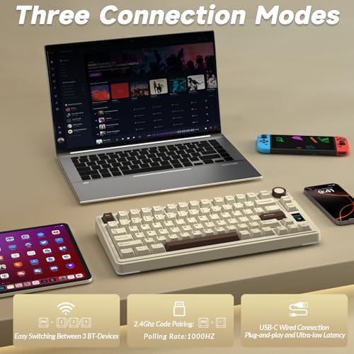 AULA S75 PRO Wireless Mechanical Gaming Keyboard with Screen&Knob, 80 Keys