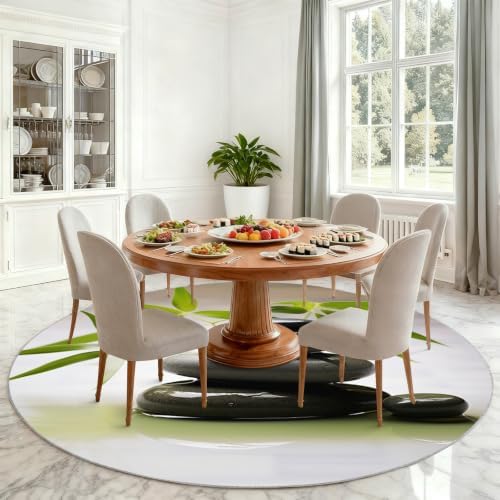 Zen Stone Round Area Rug - 6.6ft Meditation Yoga Round Rug for Living Room, Mental Space Circle Rugs Soft Non-Slip Carpet for Bedroom Kiks Room Dining Table Decor Mat