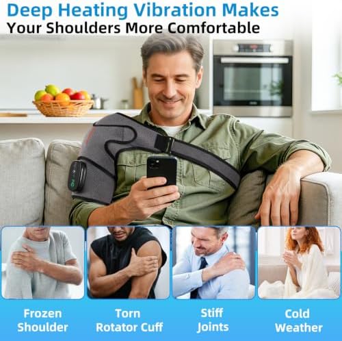 Cordless Shoulder Heating Pad, Shoulder Massager for Rotator Cuff Relief
