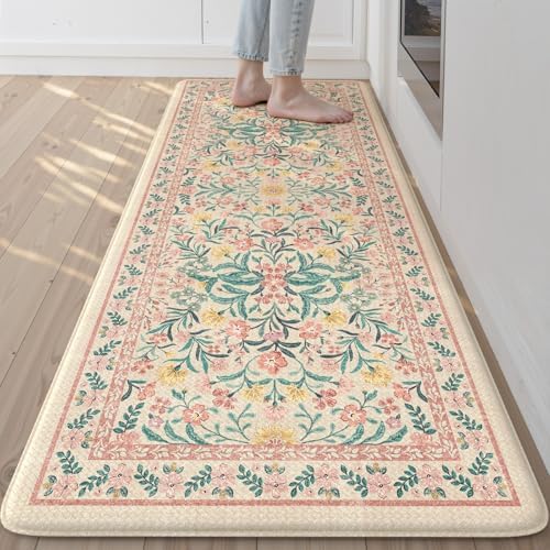 Collive Kitchen Mats Cushioned Anti Fatigue, Pink Kitchen Rug Sets