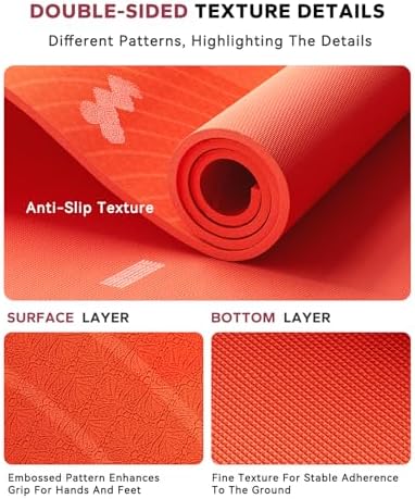 HAPBEAR Large Yoga Mat - 72"x36" Extra Wide Exercise Mat - 1/4" Thick Dual Color PVC | Anti-Slip Surface & High Cushioning - Ideal for Yoga, Pilates & Home Workouts - Bonus Mesh Bag