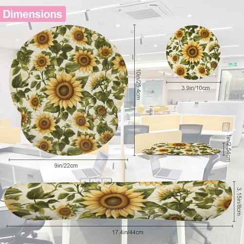 Vintage Sunflower Ergonomic Wrist Support Keyboard Mouse Wrist Rest Set, Computer Office Comfortable Wrist Rest for Mouse Easy Typing