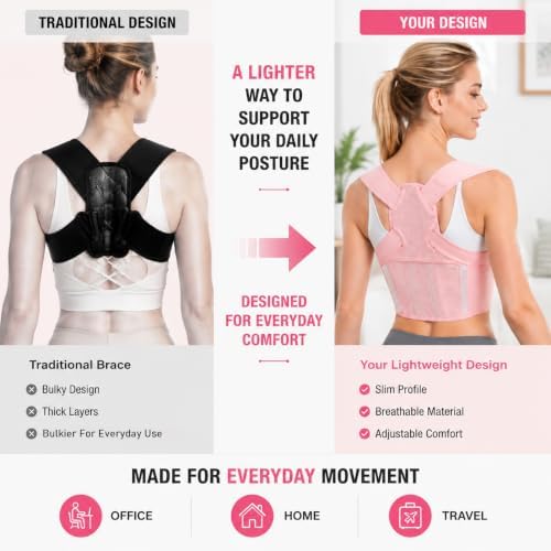 Posture Corrector for Women,Adjustable Back & Shoulder Support, Invisible Under Clothing Upper Back Support with Breathable Mesh, Lightweight Posture Trainer for Office Daily Use(Small)