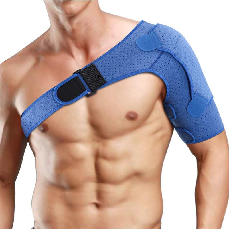 Shoulder Brace for Men & Women - Adjustable Compression Support for Rotator Cuff & Arthritis Pain Relief, Shoulder Injury Stabilizer, Universal Fit Left/Right (Blue XL)