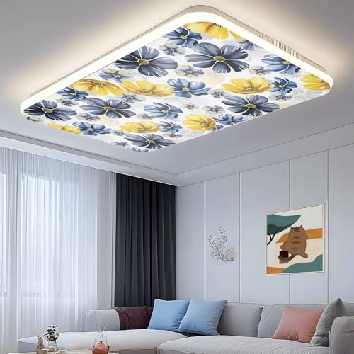 Ombre Flower Magnetic Fluorescent Light Covers for Ceiling Lights 2 x 4 Feet,Watercolor Yellow Purple Blue Green Floral Office Classroom Kitchen Drop Ceiling Light Covers Filters Shade Panel 3 Packs