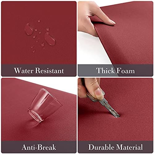HappyTrends Kitchen Mat [2PCS] Cushioned Comfort Anti-Fatigue Floor Mat, Waterproof Non-Slip Kitchen Rugs, Thick Perfect Ergonomic Foam Standing mat for Kitchen, Home, Office, Laundry,Red