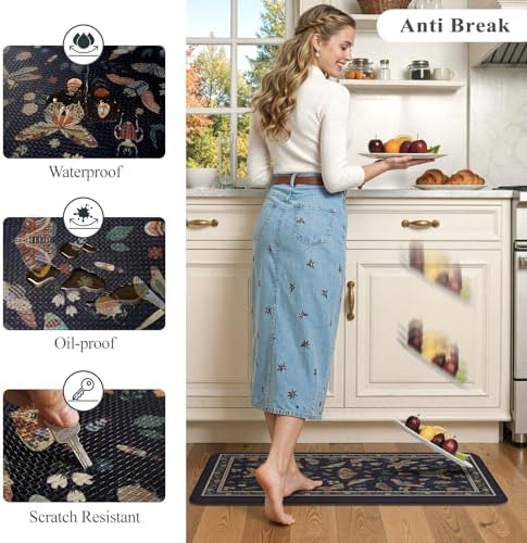 LEEVAN Anti Fatigue Kitchen Mats for Floor, Cushioned Kitchen Mat Set 2PCS