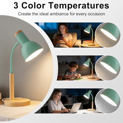 WLHONG LED Desk Lamp, Modern Table Lamps, Eye-Caring Study Lamp, Green
