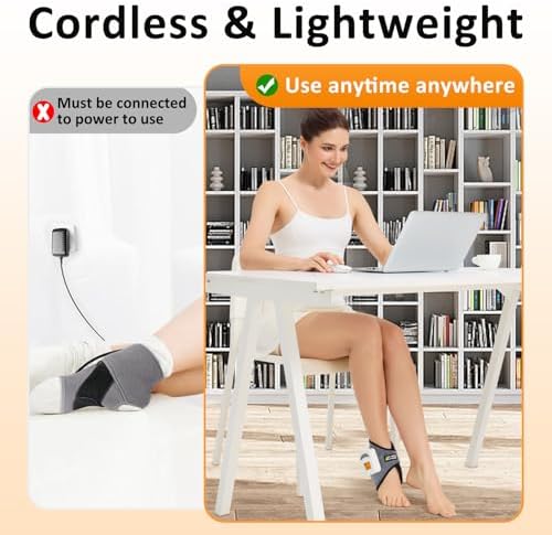 AOKESTE Cordless Ankle Heating Pad with Vibration Massage,Upgraded 5000mAh Rechargeable Heated Foot Massager for Pain Relief, Arthritis, Achilles Tendonitis & Plantar Fasciitis((Low Noise)