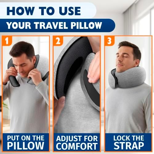 Travel Neck Pillows for Airplanes, 4-in-1 Set, 360° G-Shape