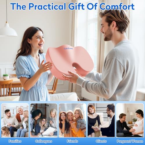 CushZone XXL Memory Foam Seat Cushion for Office & Car, Pink
