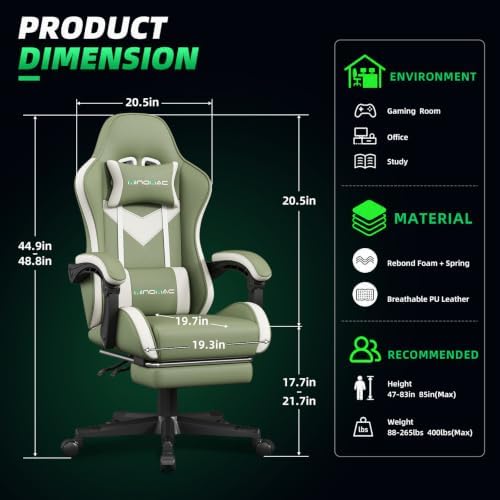 Gaming Chair Ergonomic Gamer Computer Office Chair,Footrest Lumbar Support