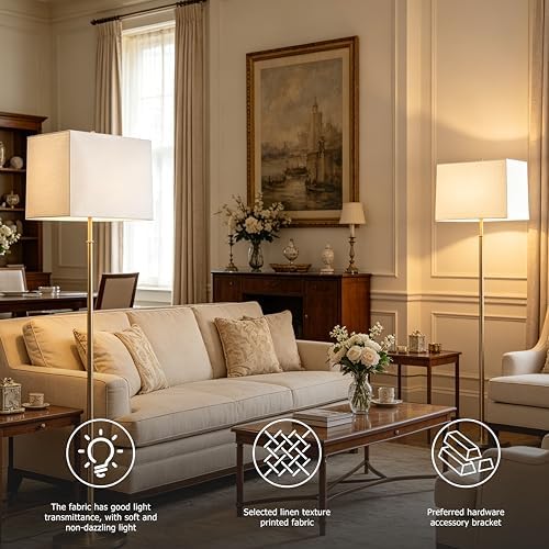 GO&SO Large White Rectangle Lamp Shades Set of 2, 16"L x 8"W x 10"H Deco