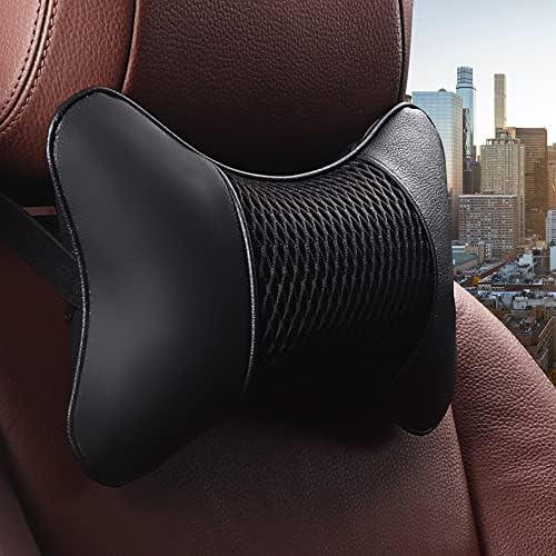 2 Packs Car Neck Pillows Dual-Side PU Leather Car Headrest, Black