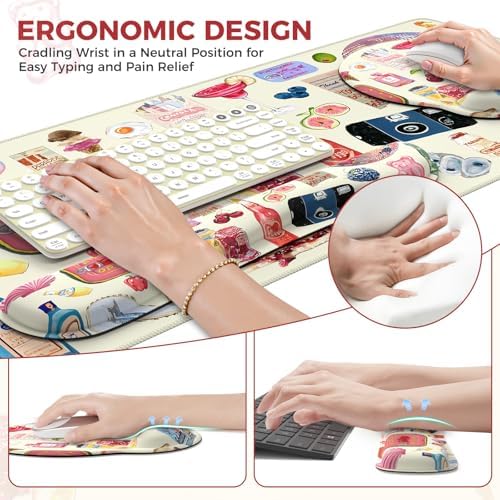 iCasso Desk Pad Mat, Large Mouse Pad and Keyboard Wrist Rest Set