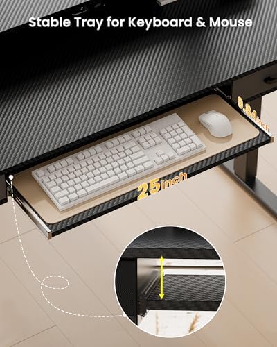 Electric Standing Desk with Keyboard Tray, 63x24 Inches Height Adjustable Stand up Desk with 2 Drawers, Ergonomic Sit to Stand Table with Storage Monitor Stand, Black