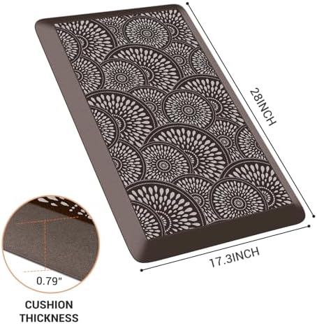 Mattitude 4/5 Inch Kitchen Mat, 17.3x28in Heavy Duty Ergonomic Comfort Foam Standing Desk Mat, Waterproof Non-Slip Standing Mats and Rugs for Kitchen, Office, Chocolate