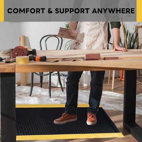Nisorpa Anti Fatigue Mats Industrial 3' x 5' Ergonomic Standing Mat 15/16" Extra Thick Heavy Duty Commercial Diamond Plate Support Shop Floor Mats for Leg & Back Pain