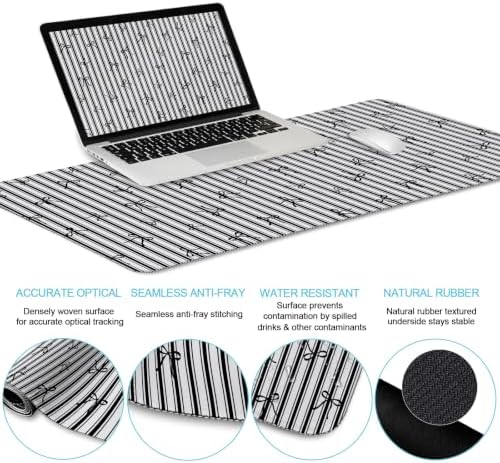LIMKRIAN Black Striped Ergonomic Large Desk Mat Set with Wrist Rest