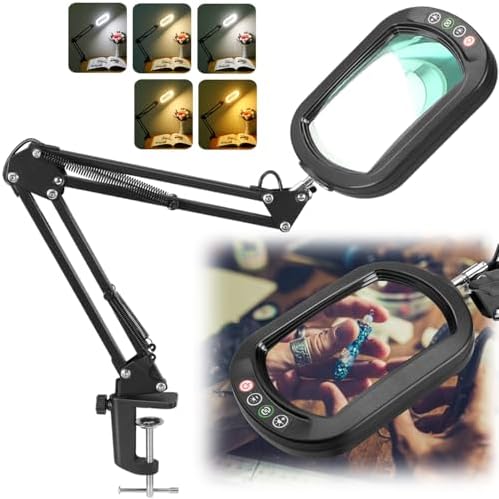 IVMAIE 12X Magnifying Glass with Light, Rectangle Real Glass Lens