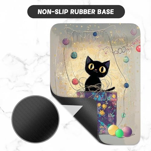 Small Mouse Pad, Mini Mouse Pad 6 x 8 Inch, Thick Rubber Waterproof Mouse Mat, Cute Mousepad for Women Men Wireless Mouse Laptops Home Office, Cat on Box