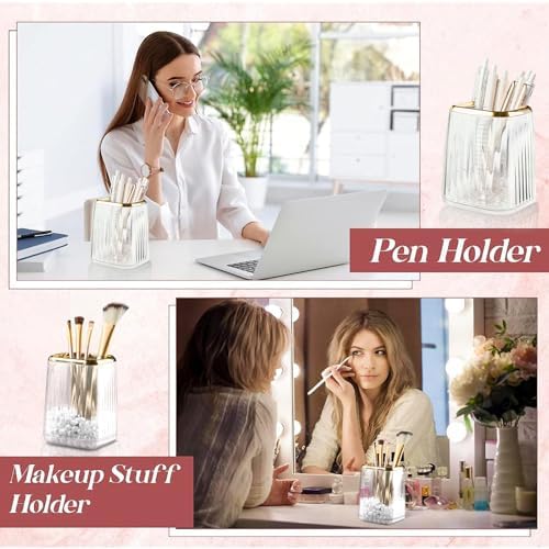 Clear Plastic Pen Holder for Desk, Pencil Organizer Cup for Desk & Office