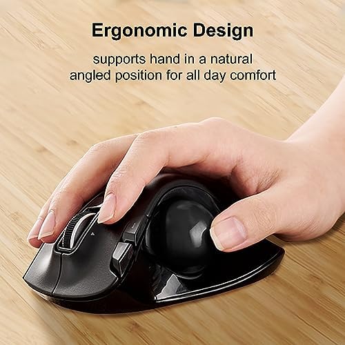 ELECOM EX-G Trackball Mouse, 2.4GHz USB Wireless, Ergonomic Design, Thumb Control, Smooth Roller Ball, Optical Tracking, 6 Programmable Buttons, Tilt Scroll, Computer Mice for Laptop PC, Windows & Mac