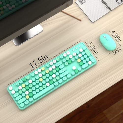 Colorful Wireless Keyboard and Mouse Combo, Green Colorful
