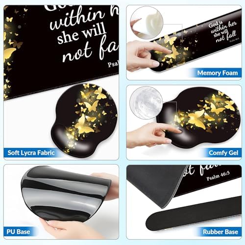 Desk Mat Set Keyboard and Mouse Pad with Wrist Rest Support