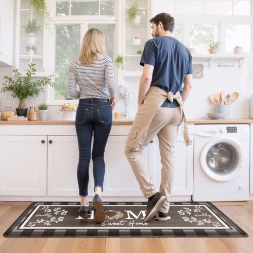 Kitchen Mats 2PCS, Anti Fatigue Rugs, 17.3x30+17.3x47.2in,Brown