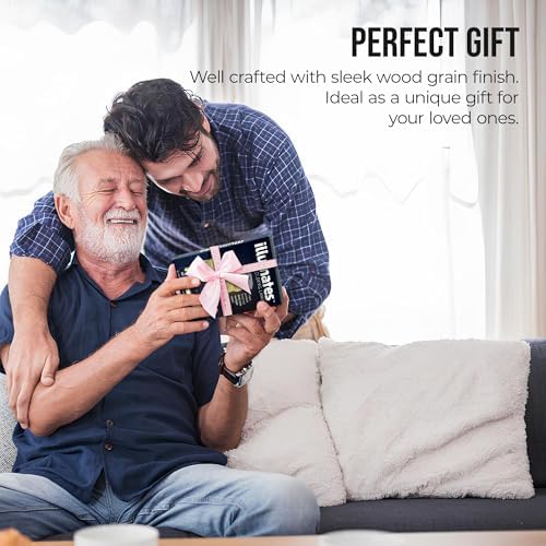 Origami Expanding Foldable LED Desk Lamp – USB Rechargeable & Portable - Dimmable Touch Control Light with Adjustable Height up to 8.25" for Office, Travel, Bedside & Modern Design (Wood Grain)