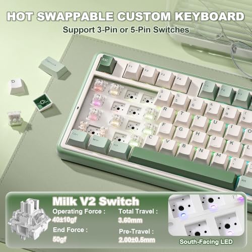 YUNZII B98 PRO 96% Wireless Mechanical Keyboard (Matcha Green, Milk Switch)