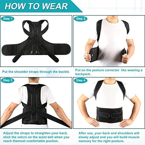 Back Brace Posture Corrector for Women and Men, Shoulder Straightener, Adjustable Full Back Support, Relief for Neck/Shoulder/Back Pain, Scoliosis & Hunchback Correction, Breathable Mesh Design (Black, Medium/Large (Waist 33"-40"))